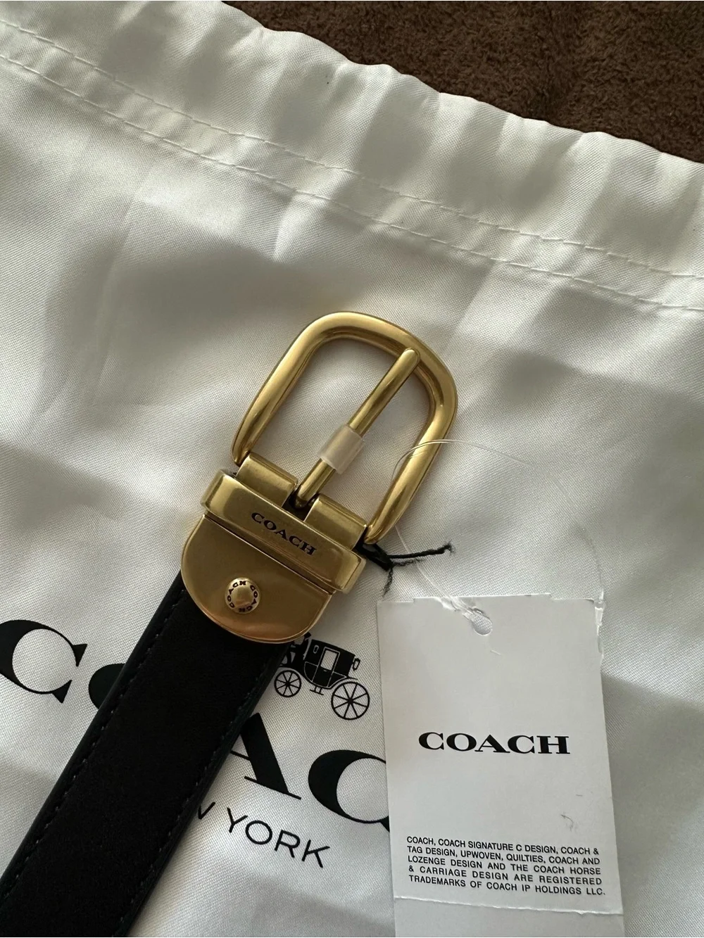 Coach reversible belt black/tan gold buckle